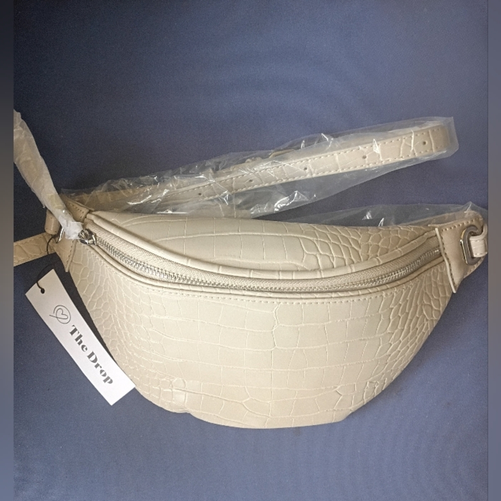 The Drop Grey Croc Embossed Preston Belt Bag